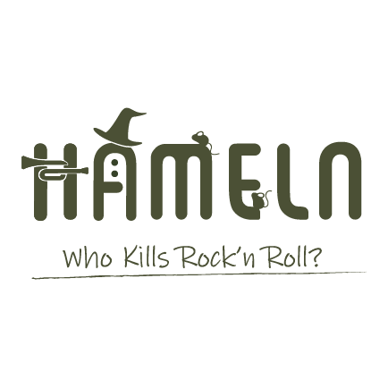 ハーメルンの笛吹モチーフのバンドロゴ